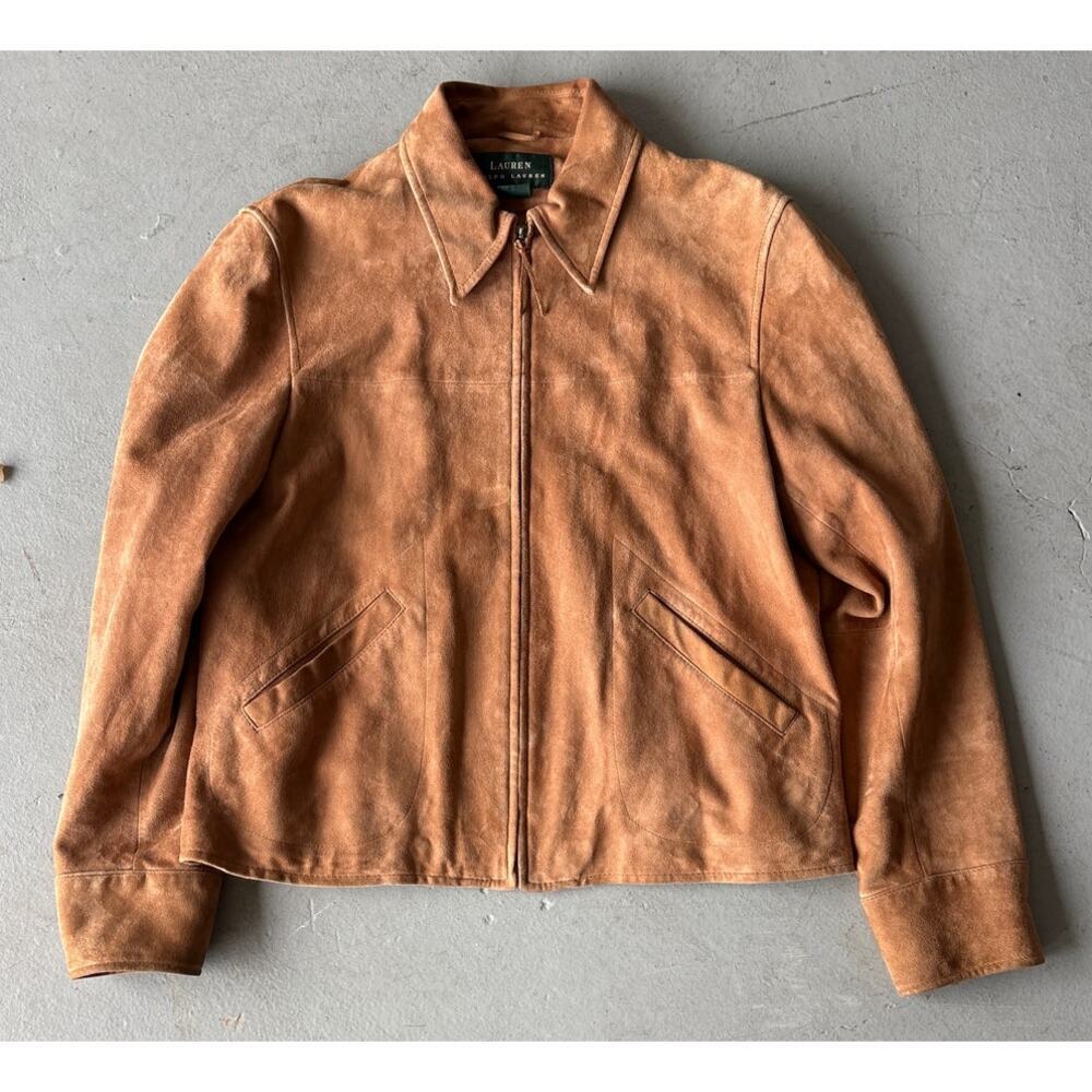 Lauren Ralph Lauren Vintage Women's Suede Leather Jacket Camel Size 10 Rare